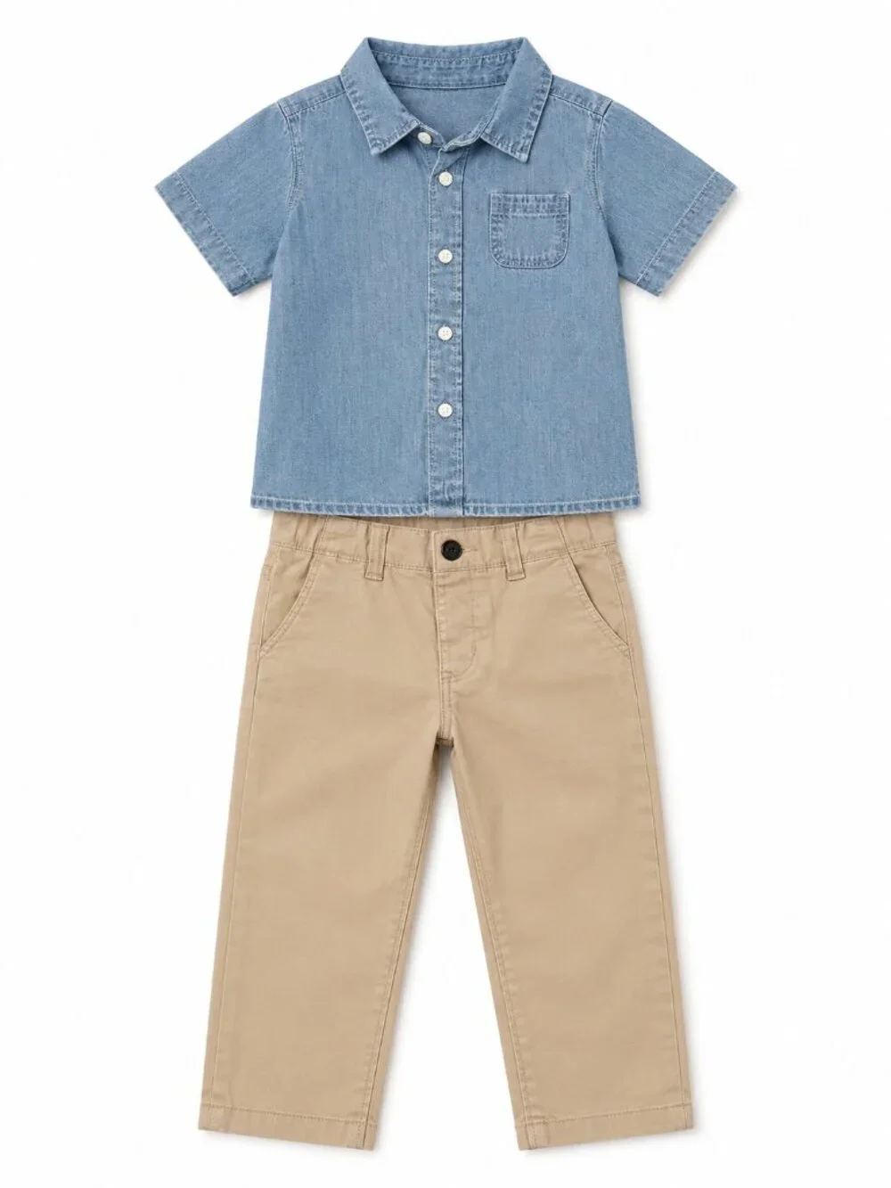 NWT OshKosh B’gosh Toddler Boy Outfit Set 3T Chambray Shirt Khaki Pants